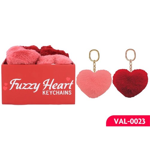 Assorted soft fur heart shaped keychains