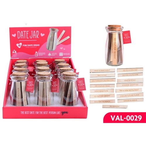 Decorative jar with 12 date night idea tokens