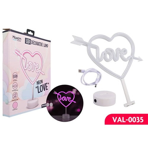 19x32cm neon cupid heart desk lamp