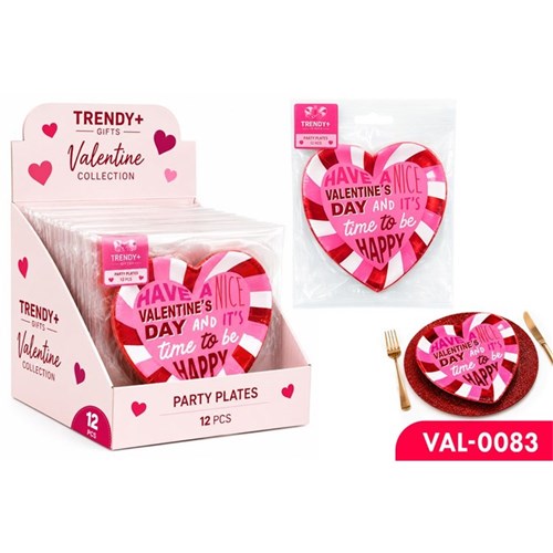 Valentine heart shaped party plates 12 pack