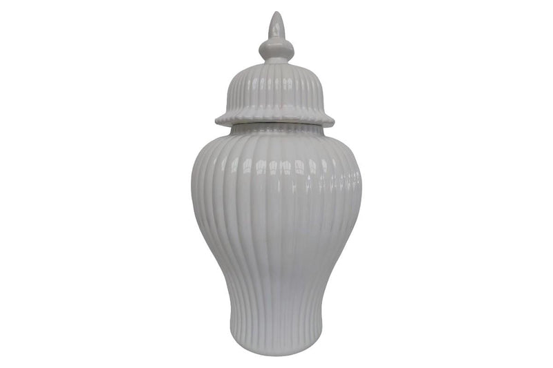 Large white ripple texture dolomite vase 50cm
