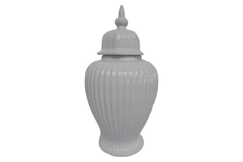 White ripple texture dolomite vase 38cm