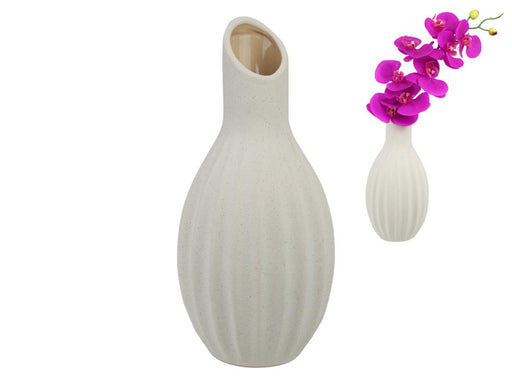 White porcelain vase with stripe texture