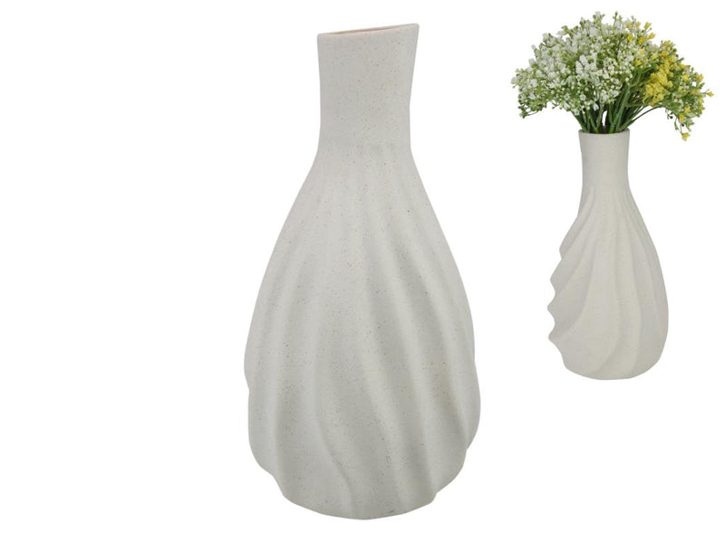 White porcelain vase with swirl texture