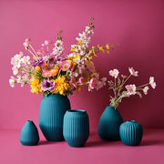 Vase Taza Peacock 13.5cm high x 11.5cm diameter blue-green decorative accent vase for modern tabletop and shelf styling – thumbnail