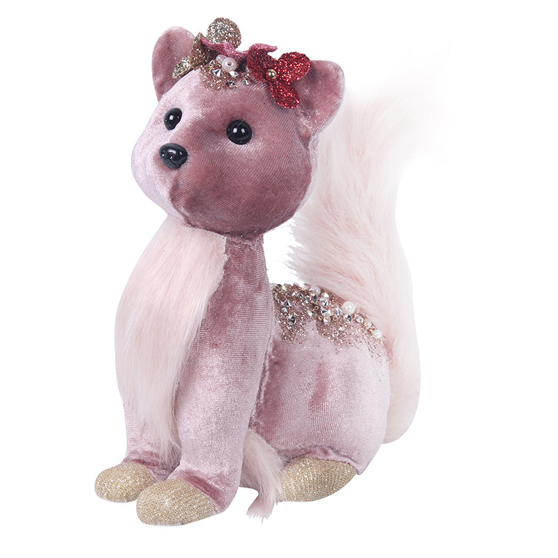Ronis Velour Squirrel 19cm Pink