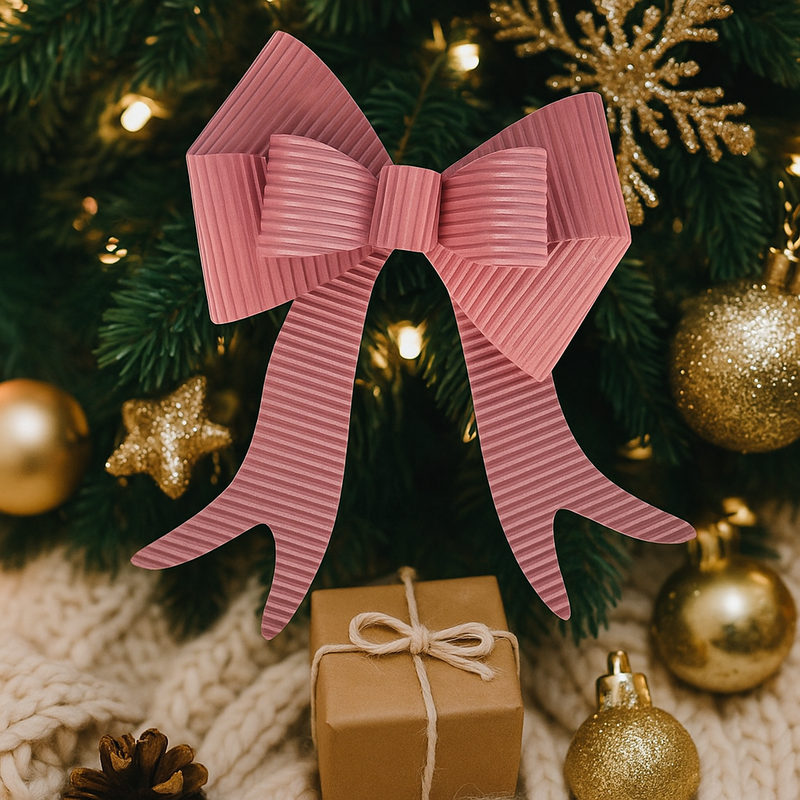 Pink Velour Bow 30x35cm for Christmas tree, wreath, or gift decoration
