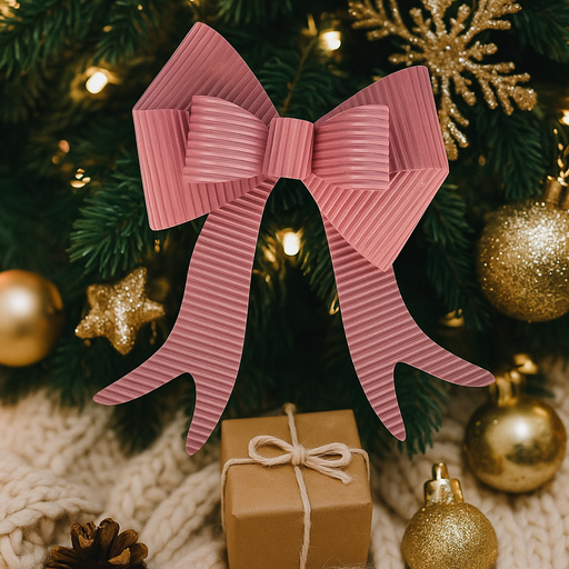 Pink Velour Bow 30x35cm for Christmas tree, wreath, or gift decoration