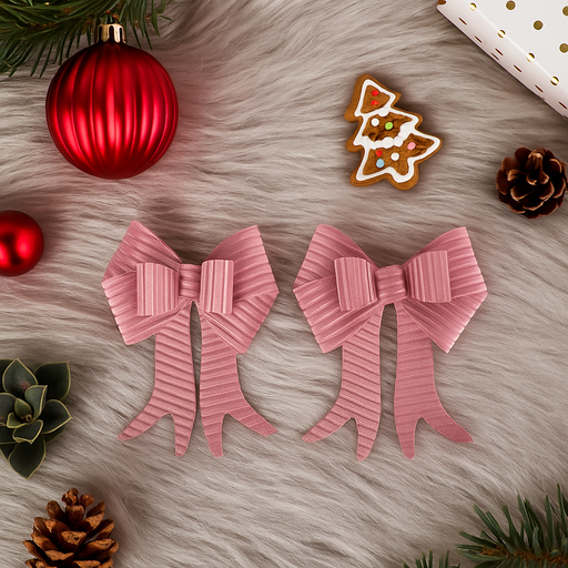 Set of 2 Pink Velour Bows 15x20cm for Christmas tree, wreath, garland, or gift décor