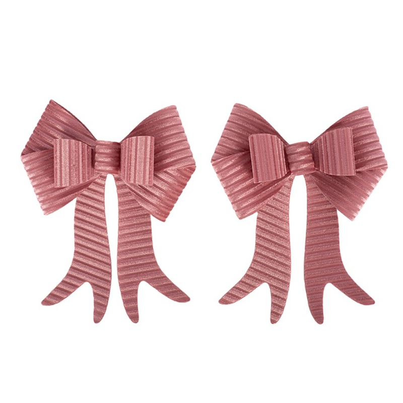 Set of 2 Pink Velour Bows 15x20cm for Christmas tree, wreath, garland, or gift décor