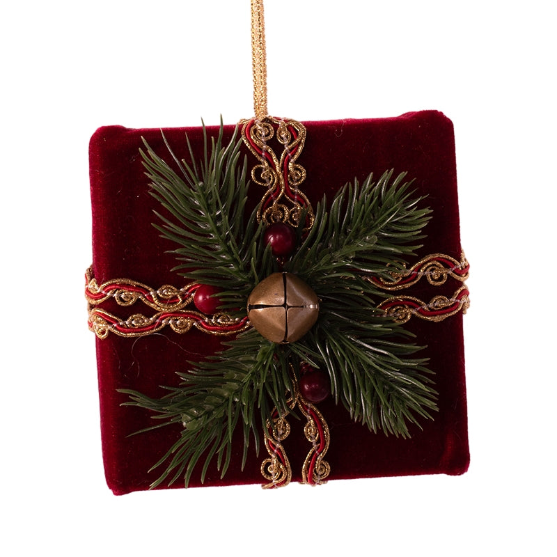 Ronis Velour Giftbox Hanging Tree Ornament 11x11x5.5cm Assorted
