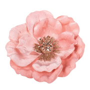 Pale Pink Velour Magnolia with Champagne Centre and Clip 12x15cm Christmas Decoration – thumbnail