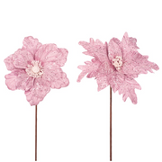 Velour Poinsettia and Magnolia with White Icing in assorted pink tones for elegant Christmas décor