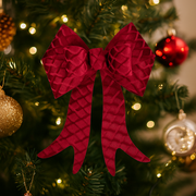 Classic burgundy velvet bow ornament for Christmas tree décor 20x25cm