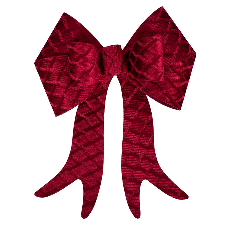 Classic burgundy velvet bow ornament for Christmas tree décor 20x25cm