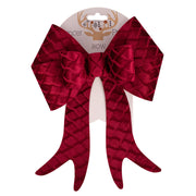 Classic burgundy velvet bow ornament for Christmas tree décor 20x25cm