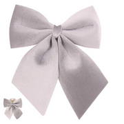 Large silver velvet bow 24x29cm for Christmas tree, wreath, or festive décor