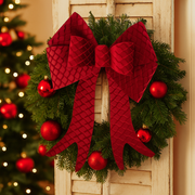 Classic velvet bow in burgundy for wreaths and garlands 30x35cm