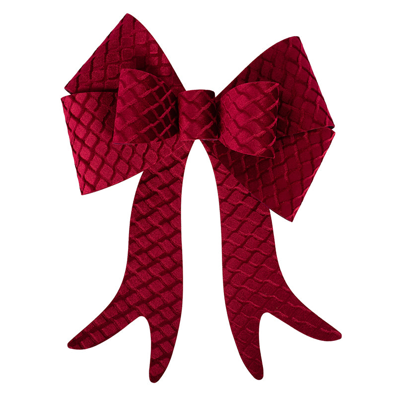 Classic velvet bow in burgundy for wreaths and garlands 30x35cm