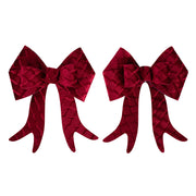 Classic burgundy velvet bow ornaments pack for Christmas tree décor – thumbnail