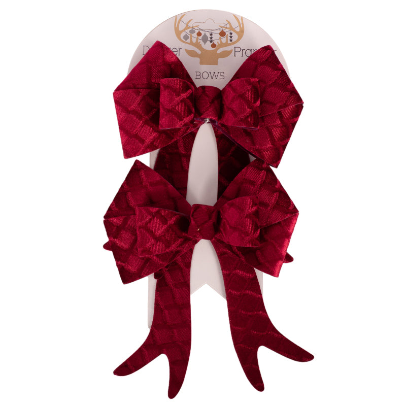 Classic burgundy velvet bow ornaments pack for Christmas tree décor