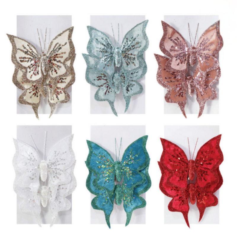 Ronis Velvet Butterfly 2pk Clip Assorted