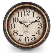 Ronis Vintage Port Classic Distressed Metal Wall Clock 24x24x7cm Black – thumbnail