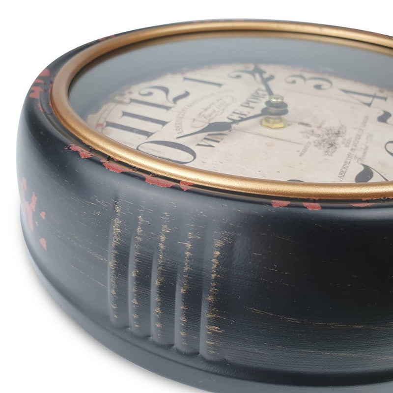 Ronis Vintage Port Classic Distressed Metal Wall Clock 24x24x7cm Black