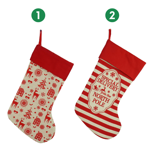 Ronis Vintage Stocking Red Printed 2 Asstd