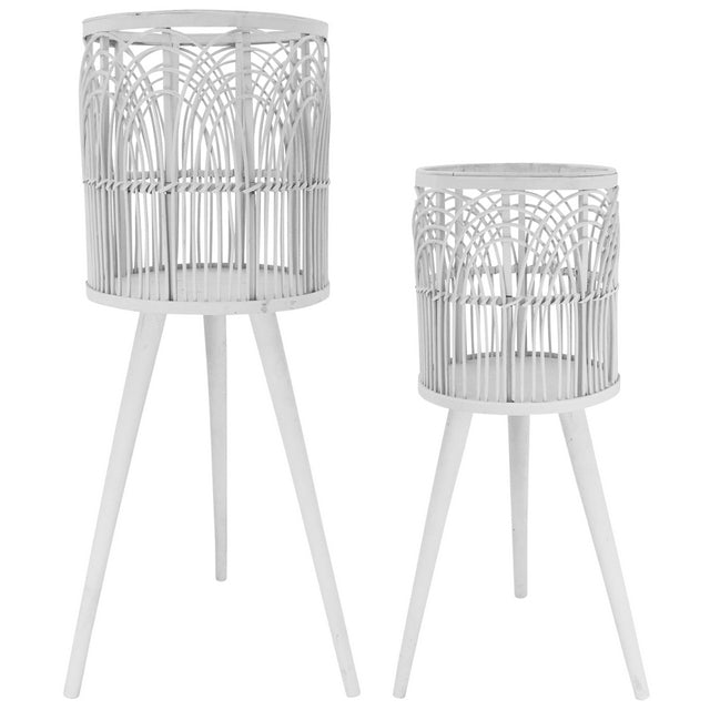 Set of 2 tall rattan planters