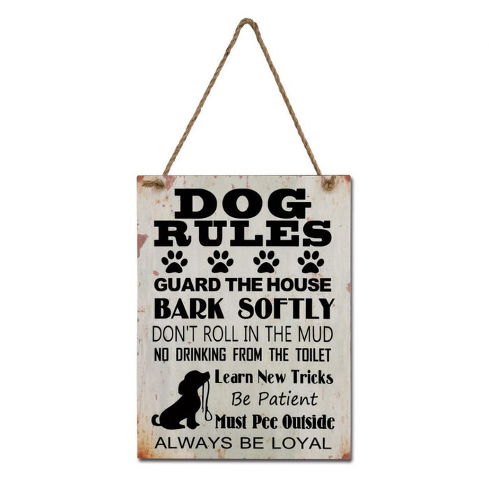 MDF Dog Rules Wall Hanging 30x40cm