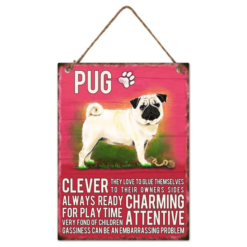 Metal Pug Wall Hanging 20x27cm