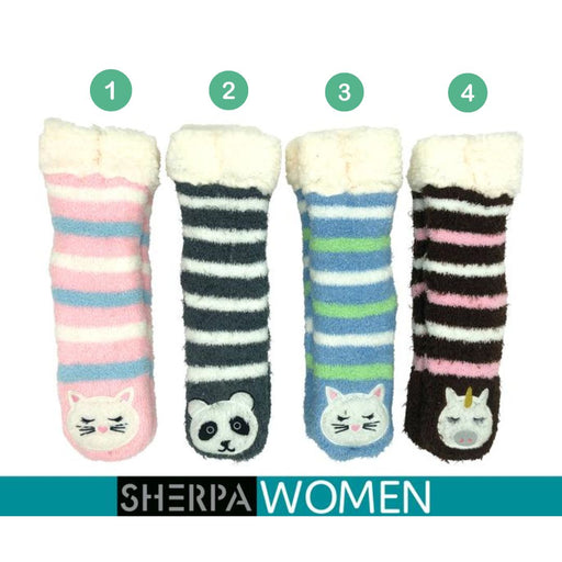 Ladies S/touch Sherpa Socks A/Face 1Pair