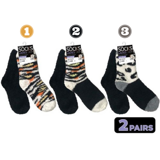 Ladies Mircofiber Socks Animal Print 2pk