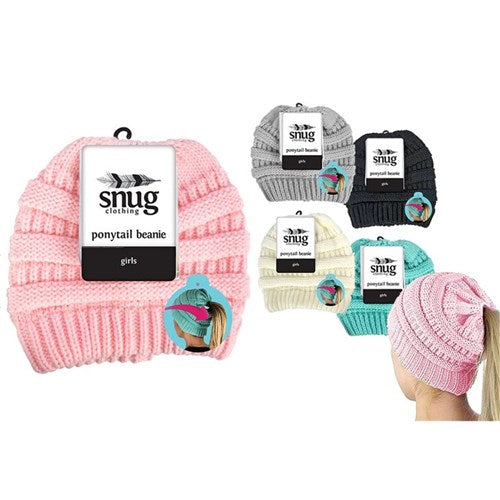 Girls Knitted Pony Tail Beanie (2sizes)