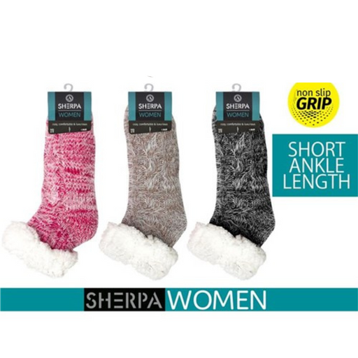 Ladies Feather Knit Sherpa Short Socks