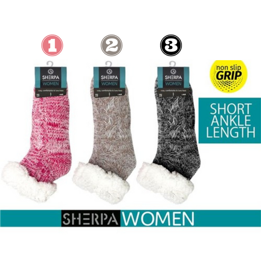 Ladies Feather Knit Sherpa Short Socks