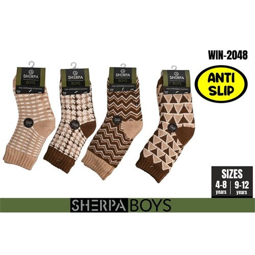 Boys Sherpa Socks Chevron/Check