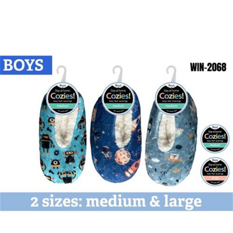 Boys Sherpa Slippers Robot/Space