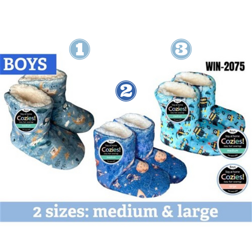 Boys Sherpa Slipper Boots Robot/Space