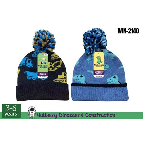 Kids Dino/Truck Beanie w/ PomPom