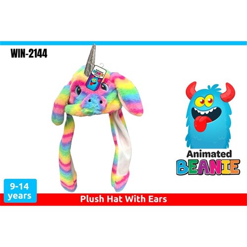 Unicorn Rainbow Plush Hat w/ Ears