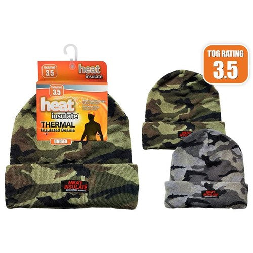 Heat Insulate Camo Beanie W/Fold