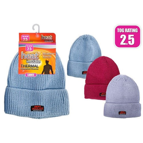 Ladies Heat Insulate Knit Cuffed Beanie