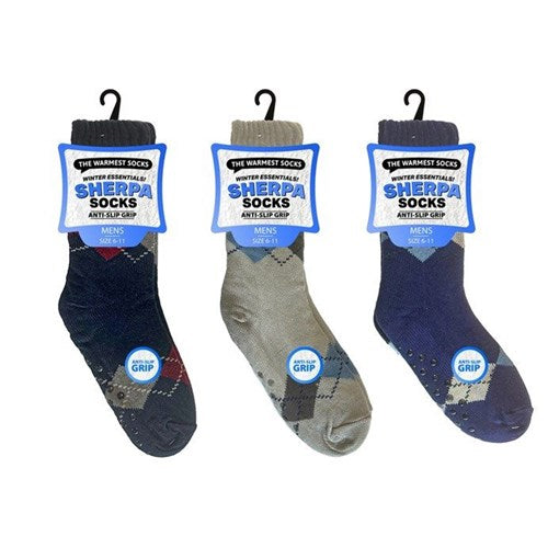 Socks Mens Sherpa Socks Argyle 3 Asstd