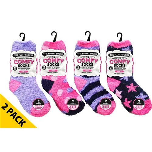 Girls microfiber anti-slip socks 2 pack
