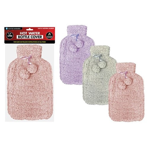 Hot Water Bottle Cover Teddy W/ Pompom 1.7L