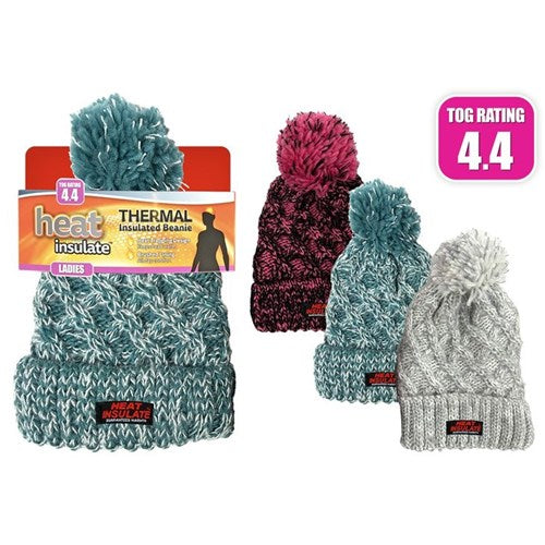Ladies Heat Knitted Melange Beanie