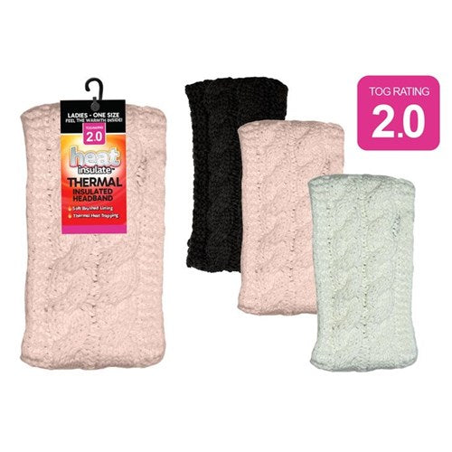 Cable knit ear warmer with plush lining