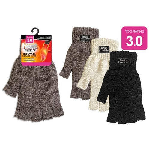 Ladies velvety fingerless thermal hand coverings